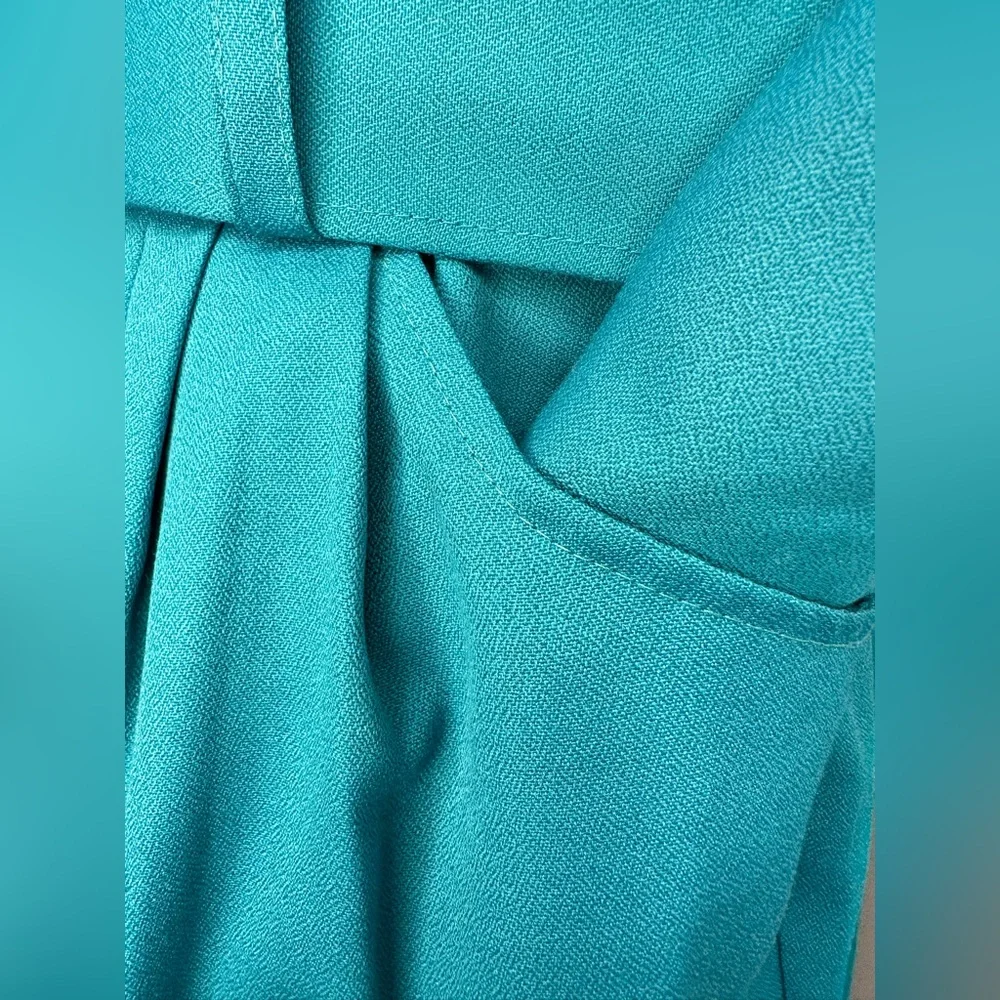 Vintage Teal Belted Midi Dress - Picture 6 of 12